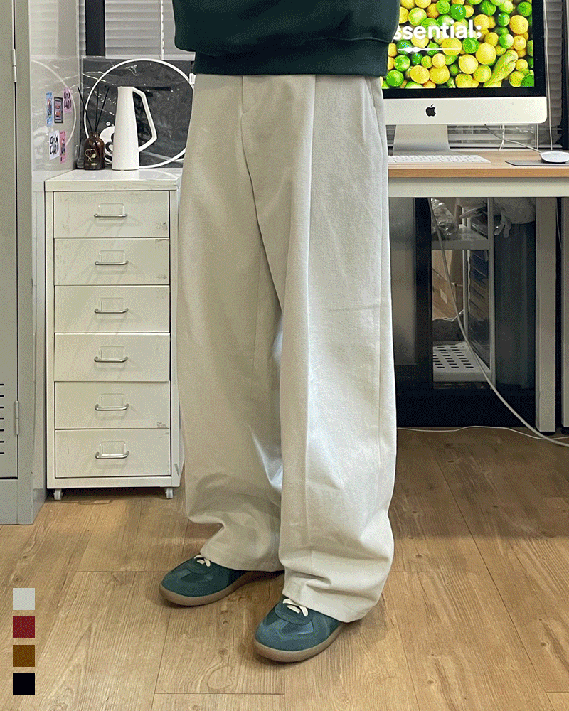 트윌 원턱 와이드 팬츠  (4 color)